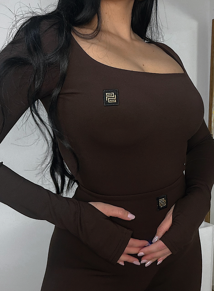 Komplet Emma bluza i Lucy helanke u čokolada boji